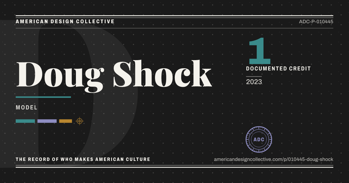 Registry card for Doug Shock: the ADC seal, Doug Shock, and how much is on record.