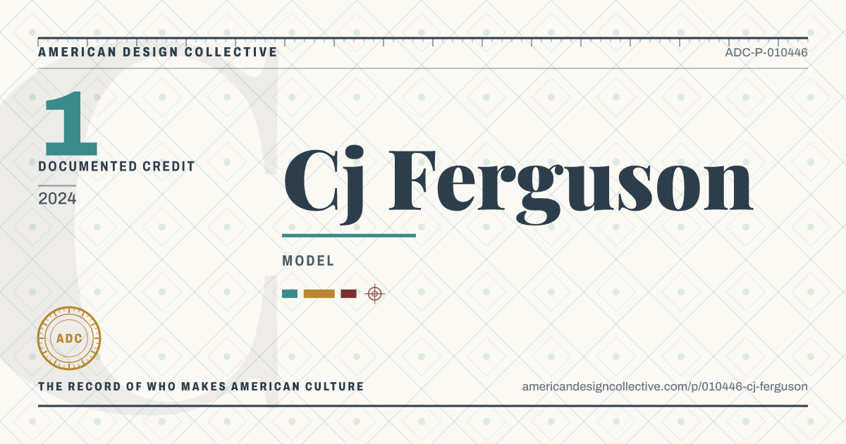 Registry card for Cj Ferguson: the ADC seal, Cj Ferguson, and how much is on record.
