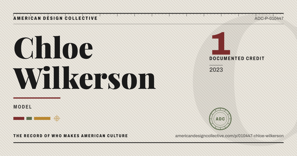 Registry card for Chloe Wilkerson: the ADC seal, Chloe Wilkerson, and how much is on record.