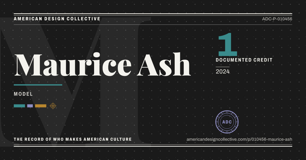 Registry card for Maurice Ash: the ADC seal, Maurice Ash, and how much is on record.