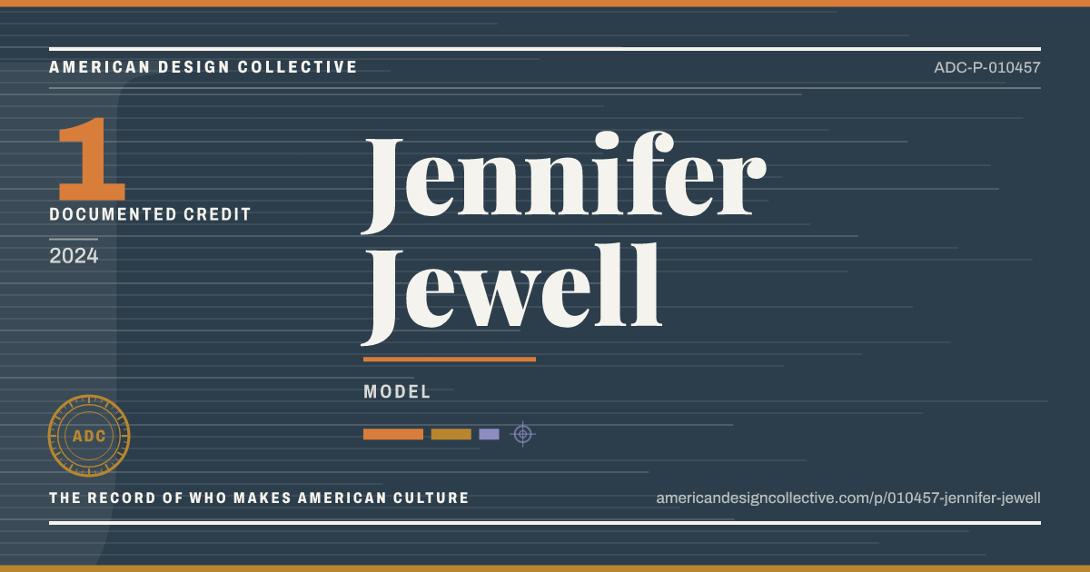 Registry card for Jennifer Jewell: the ADC seal, Jennifer Jewell, and how much is on record.