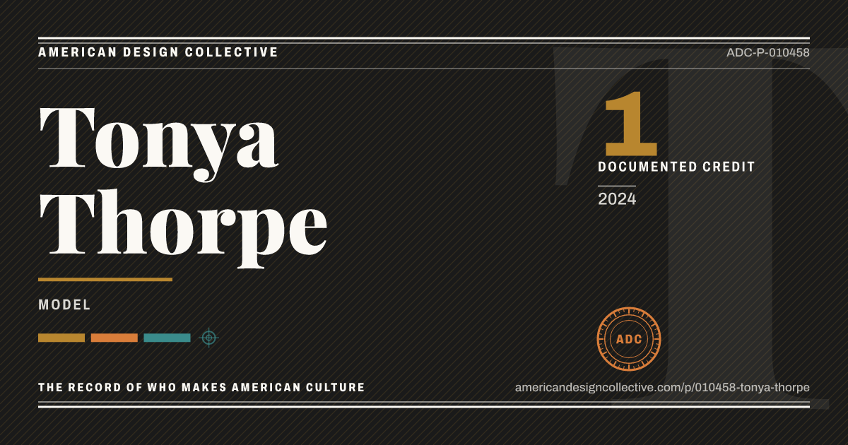Registry card for Tonya Thorpe: the ADC seal, Tonya Thorpe, and how much is on record.