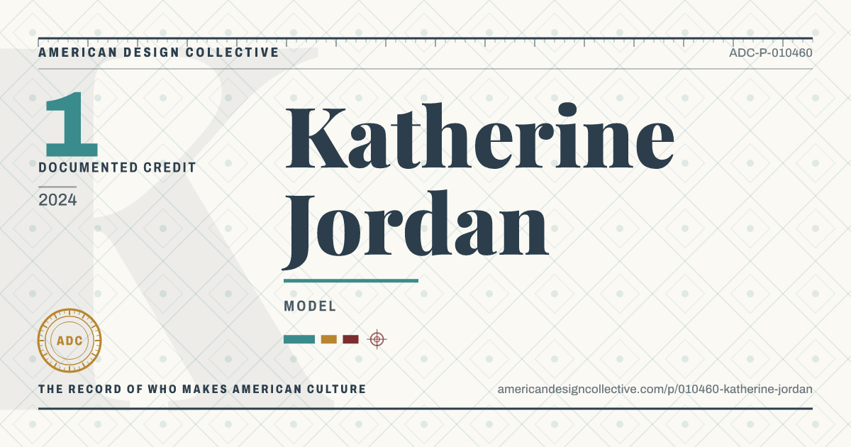Registry card for Katherine Jordan: the ADC seal, Katherine Jordan, and how much is on record.