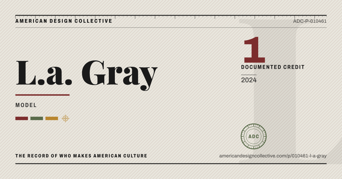 Registry card for L.a. Gray: the ADC seal, L.a. Gray, and how much is on record.