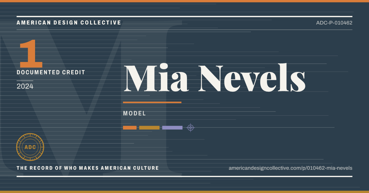 Registry card for Mia Nevels: the ADC seal, Mia Nevels, and how much is on record.