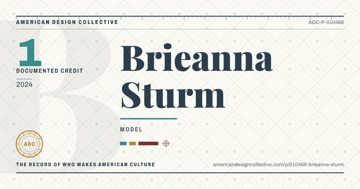 Registry card for Brieanna Sturm: the ADC seal, Brieanna Sturm, and how much is on record.