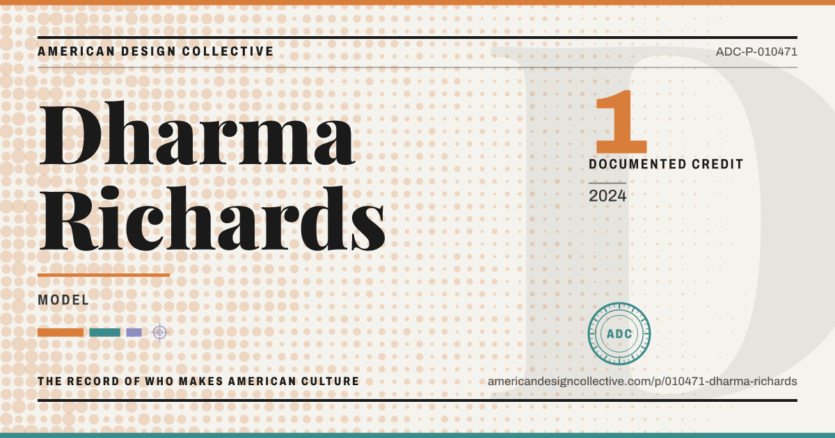Registry card for Dharma Richards: the ADC seal, Dharma Richards, and how much is on record.