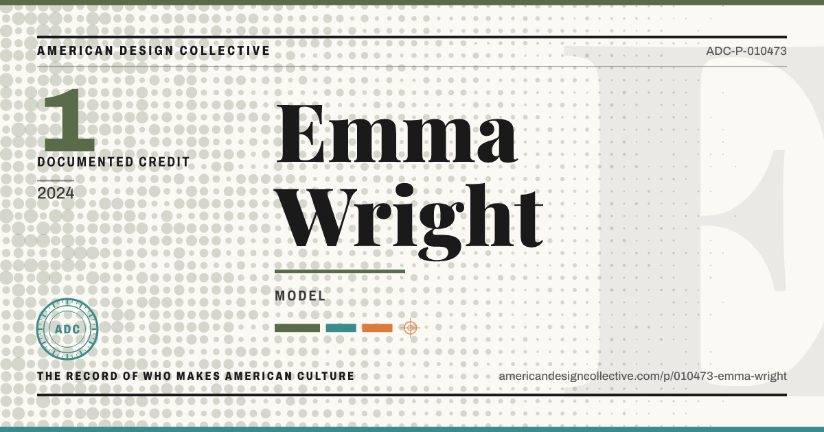 Registry card for Emma Wright: the ADC seal, Emma Wright, and how much is on record.