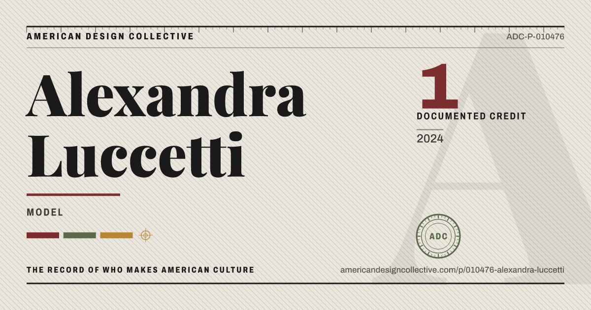 Registry card for Alexandra Luccetti: the ADC seal, Alexandra Luccetti, and how much is on record.