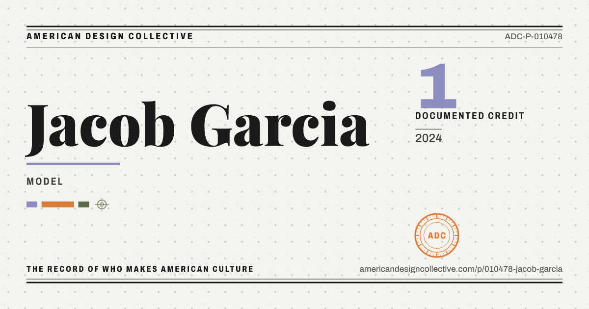 Registry card for Jacob Garcia: the ADC seal, Jacob Garcia, and how much is on record.