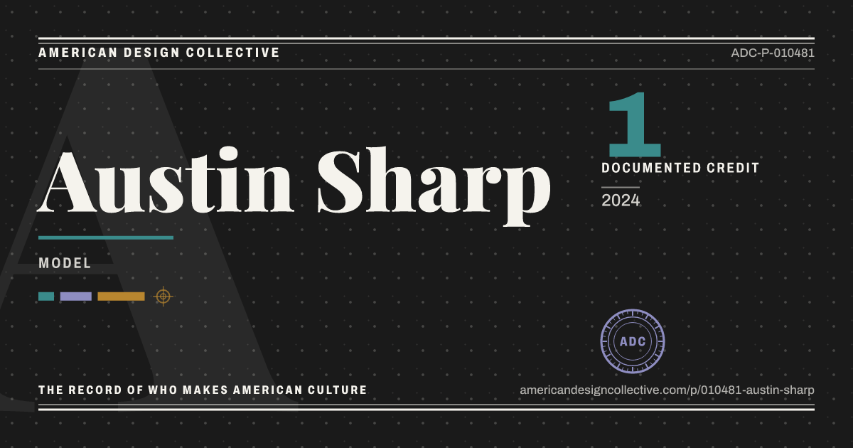 Registry card for Austin Sharp: the ADC seal, Austin Sharp, and how much is on record.