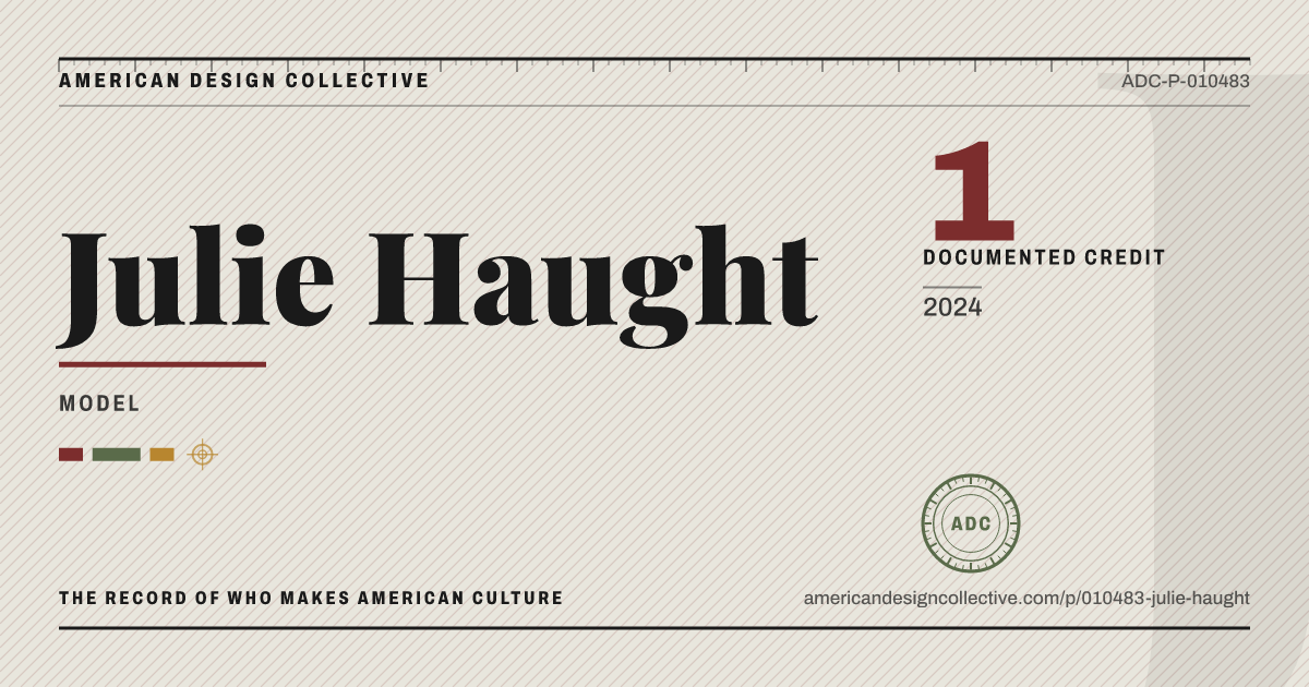 Registry card for Julie Haught: the ADC seal, Julie Haught, and how much is on record.