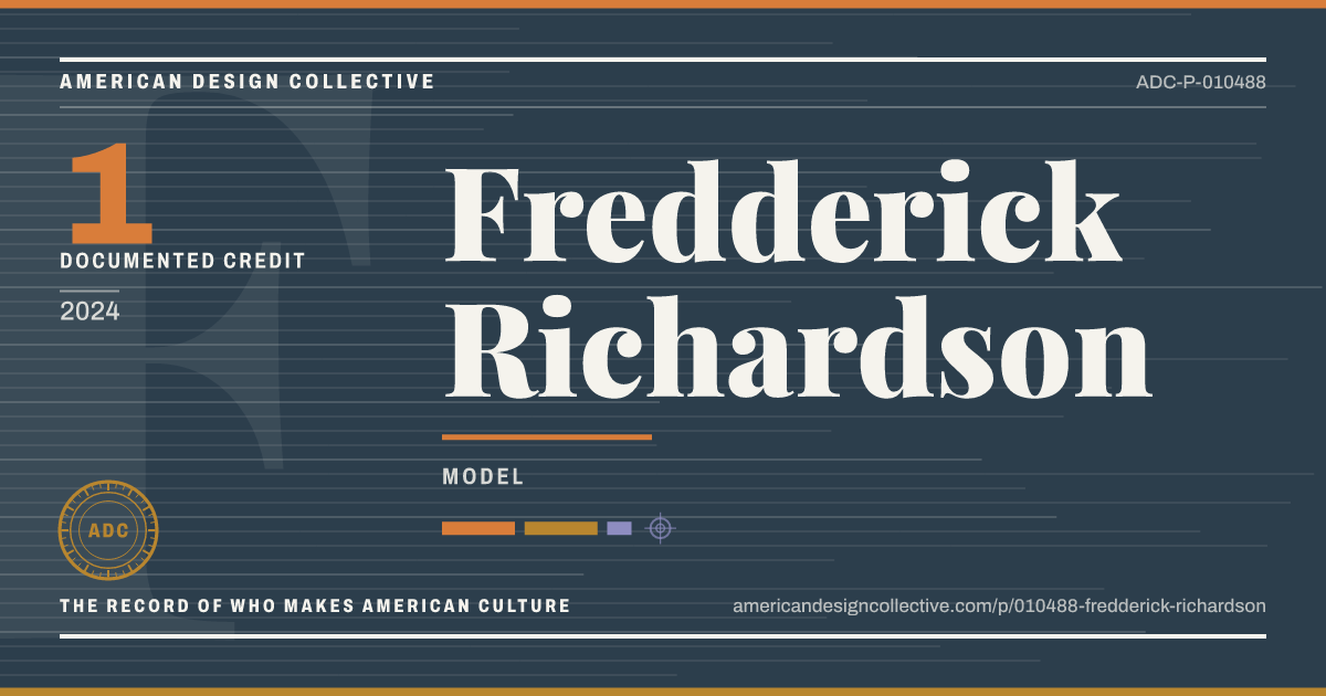 Registry card for Fredderick Richardson: the ADC seal, Fredderick Richardson, and how much is on record.