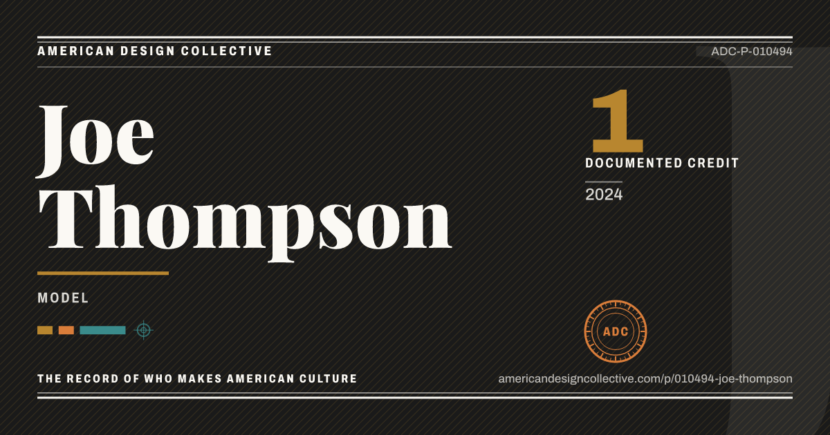 Registry card for Joe Thompson: the ADC seal, Joe Thompson, and how much is on record.