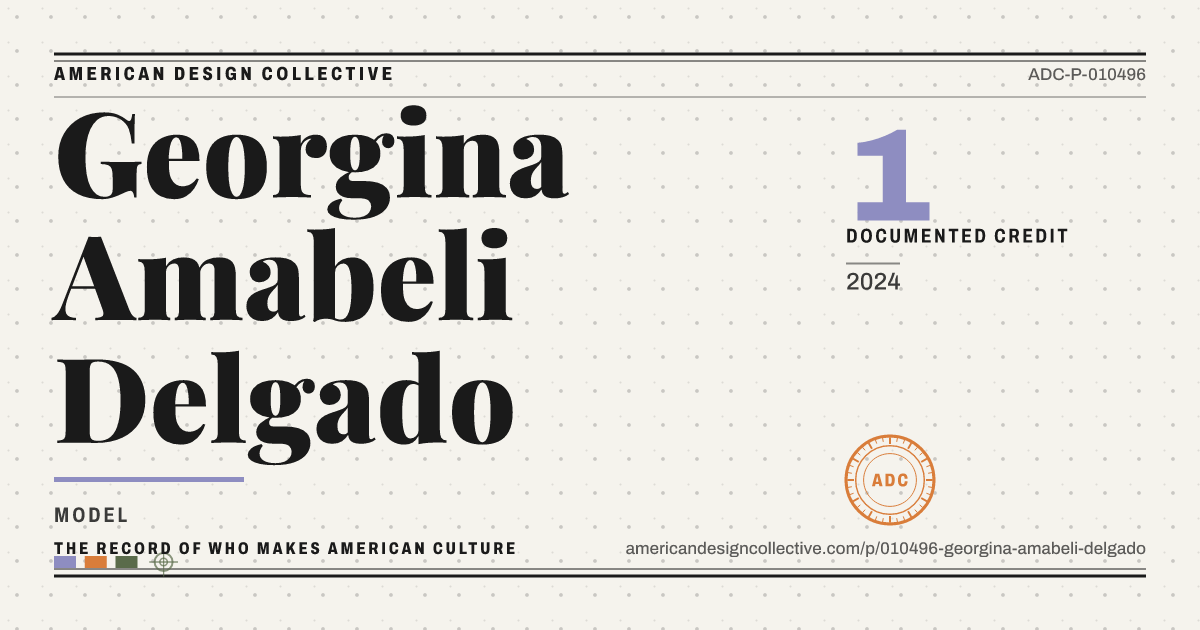 Registry card for Georgina Amabeli Delgado: the ADC seal, Georgina Amabeli Delgado, and how much is on record.