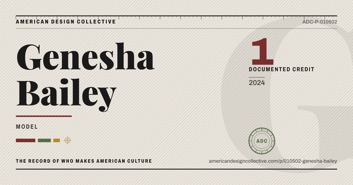 Registry card for Genesha Bailey: the ADC seal, Genesha Bailey, and how much is on record.