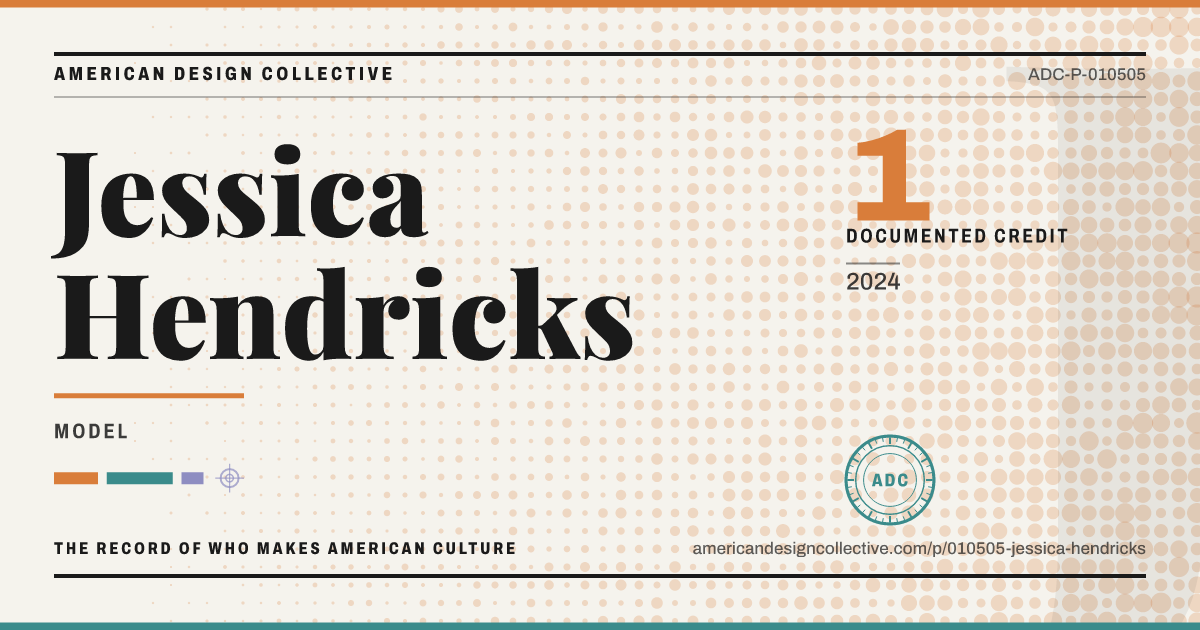 Registry card for Jessica Hendricks: the ADC seal, Jessica Hendricks, and how much is on record.