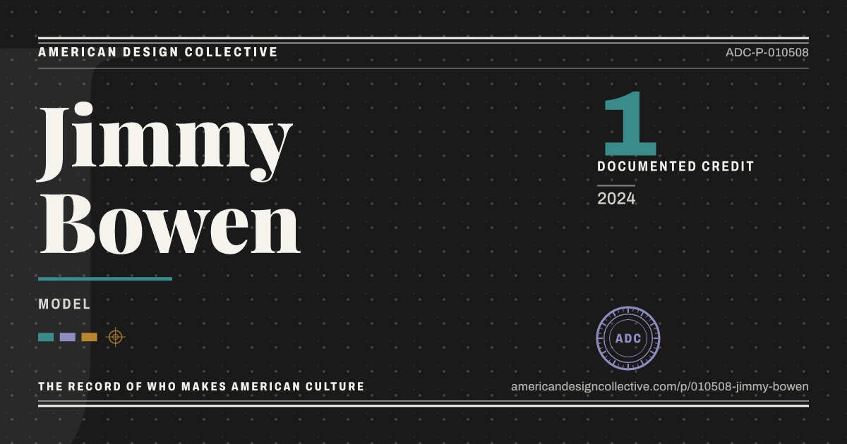 Registry card for Jimmy Bowen: the ADC seal, Jimmy Bowen, and how much is on record.