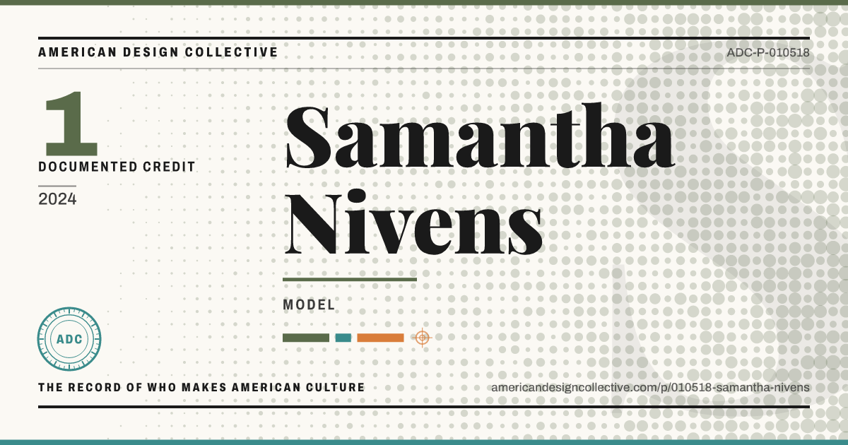 Registry card for Samantha Nivens: the ADC seal, Samantha Nivens, and how much is on record.