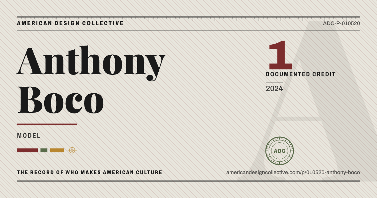 Registry card for Anthony Boco: the ADC seal, Anthony Boco, and how much is on record.