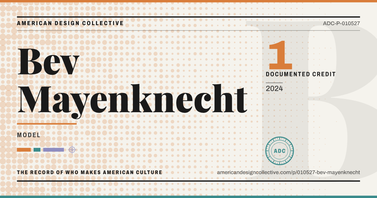 Registry card for Bev Mayenknecht: the ADC seal, Bev Mayenknecht, and how much is on record.
