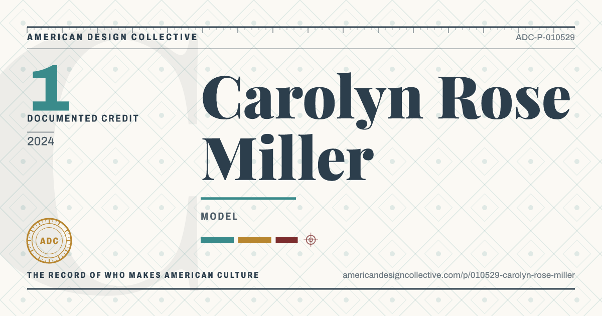 Registry card for Carolyn Rose Miller: the ADC seal, Carolyn Rose Miller, and how much is on record.