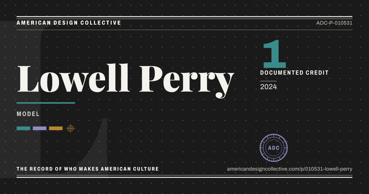 Registry card for Lowell Perry: the ADC seal, Lowell Perry, and how much is on record.