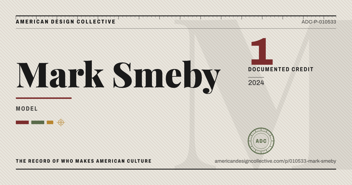 Registry card for Mark Smeby: the ADC seal, Mark Smeby, and how much is on record.