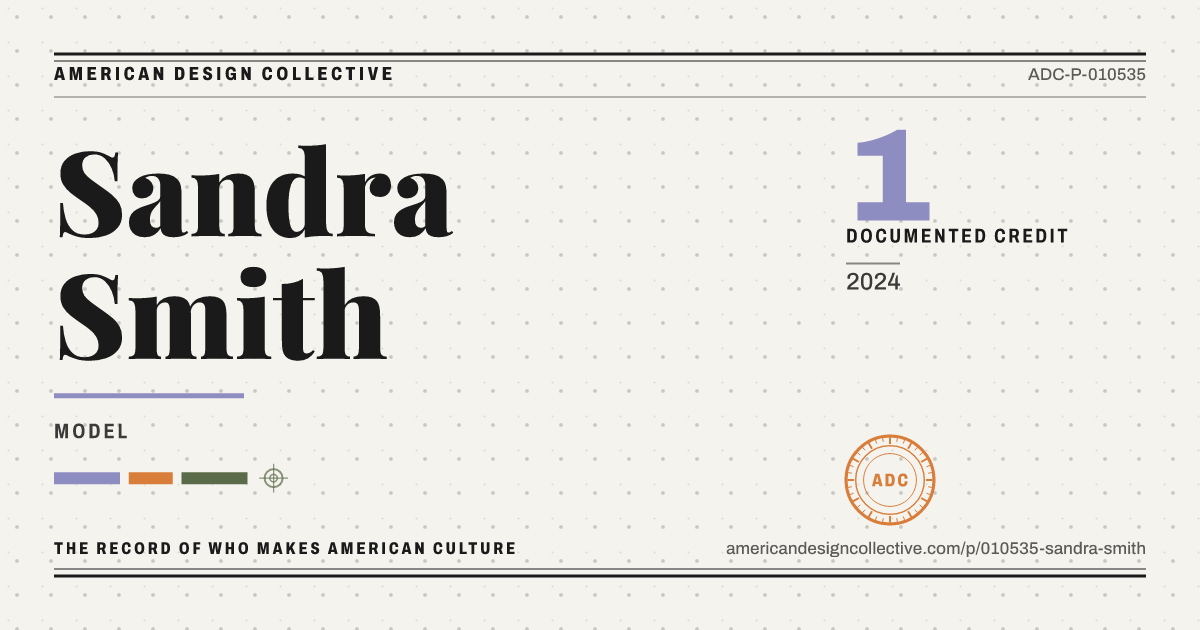Registry card for Sandra Smith: the ADC seal, Sandra Smith, and how much is on record.
