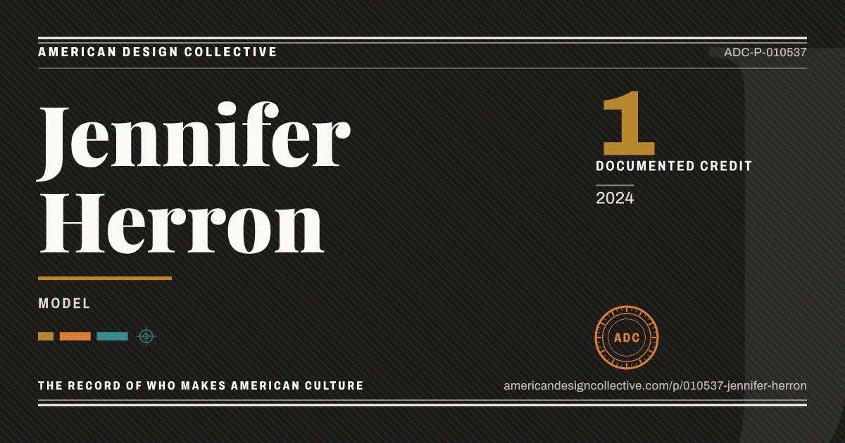 Registry card for Jennifer Herron: the ADC seal, Jennifer Herron, and how much is on record.