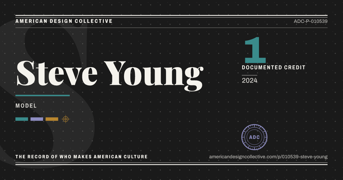 Registry card for Steve Young: the ADC seal, Steve Young, and how much is on record.