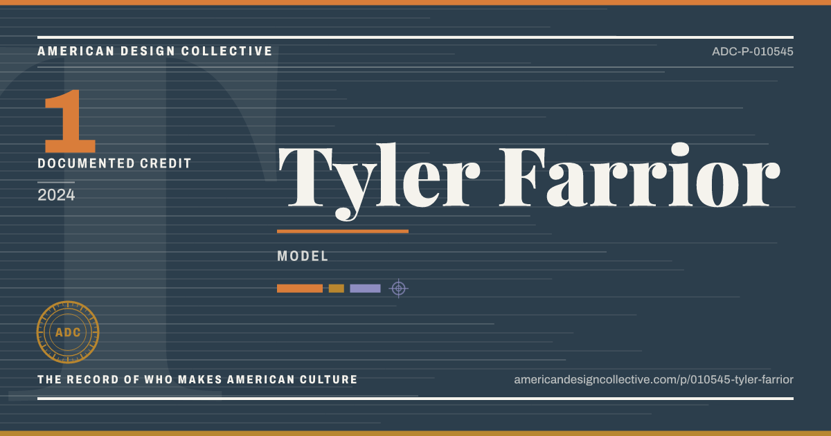 Registry card for Tyler Farrior: the ADC seal, Tyler Farrior, and how much is on record.