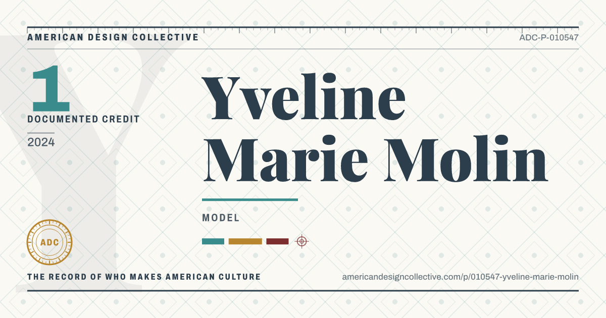 Registry card for Yveline Marie Molin: the ADC seal, Yveline Marie Molin, and how much is on record.