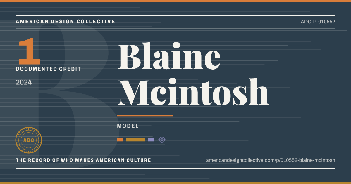 Registry card for Blaine Mcintosh: the ADC seal, Blaine Mcintosh, and how much is on record.