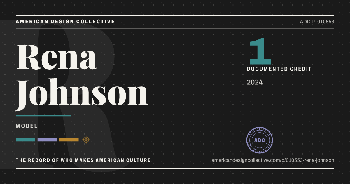 Registry card for Rena Johnson: the ADC seal, Rena Johnson, and how much is on record.