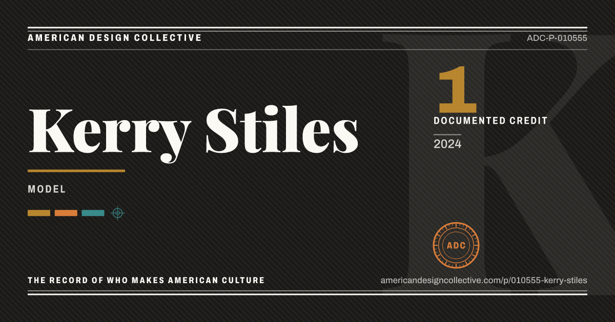Registry card for Kerry Stiles: the ADC seal, Kerry Stiles, and how much is on record.
