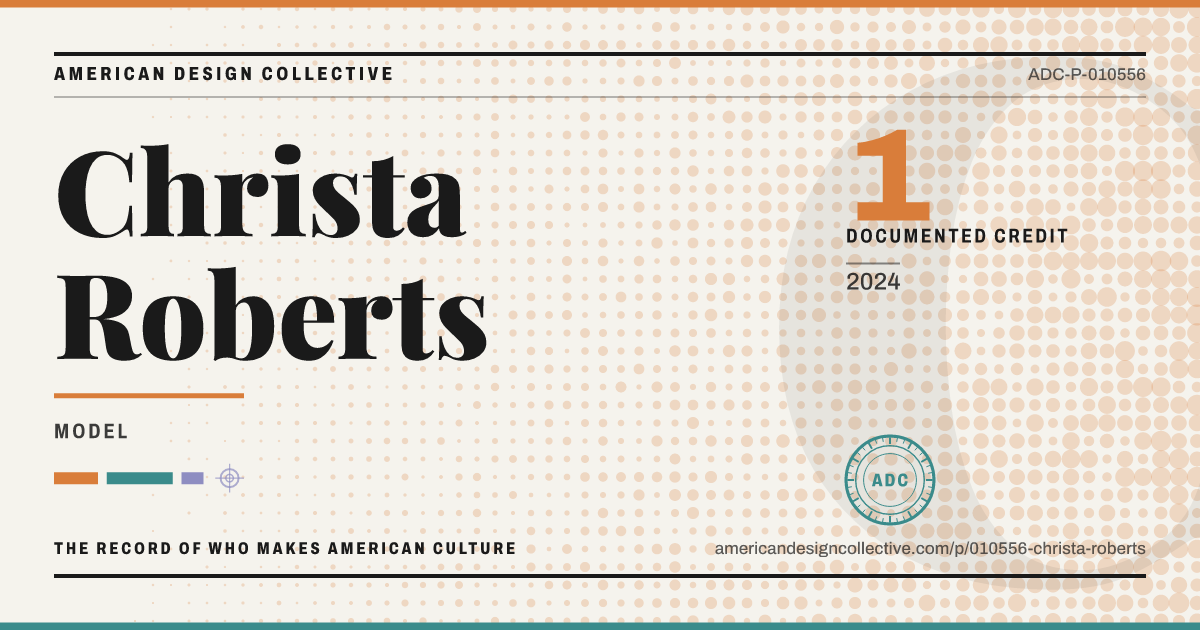 Registry card for Christa Roberts: the ADC seal, Christa Roberts, and how much is on record.