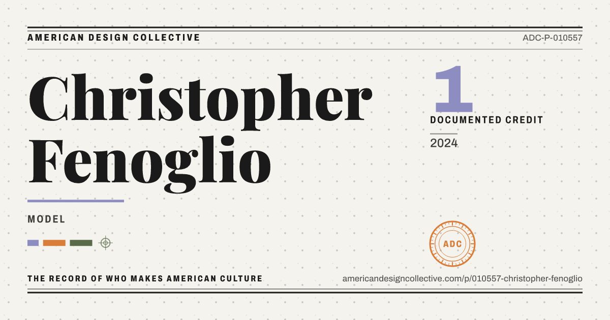 Registry card for Christopher Fenoglio: the ADC seal, Christopher Fenoglio, and how much is on record.