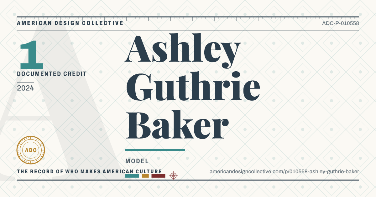 Registry card for Ashley Guthrie Baker: the ADC seal, Ashley Guthrie Baker, and how much is on record.