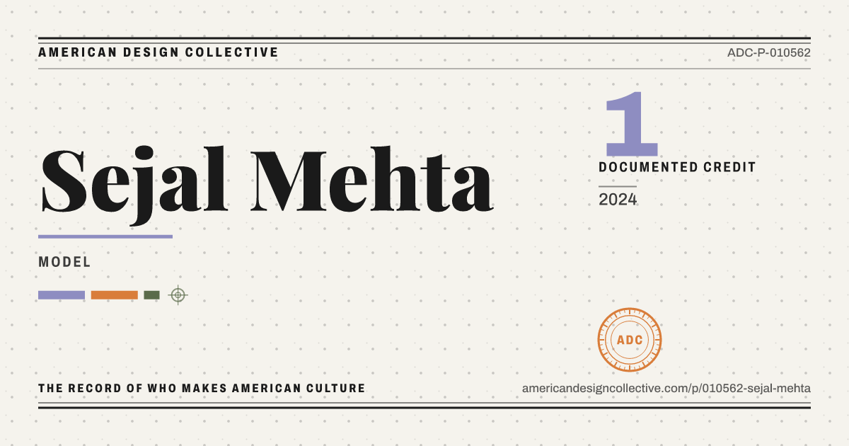 Registry card for Sejal Mehta: the ADC seal, Sejal Mehta, and how much is on record.
