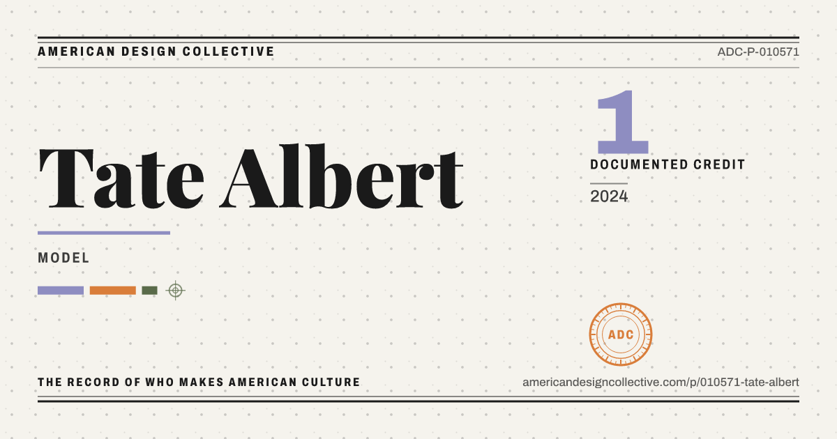 Registry card for Tate Albert: the ADC seal, Tate Albert, and how much is on record.
