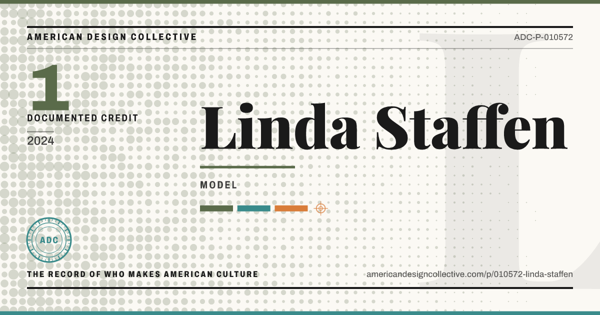 Registry card for Linda Staffen: the ADC seal, Linda Staffen, and how much is on record.