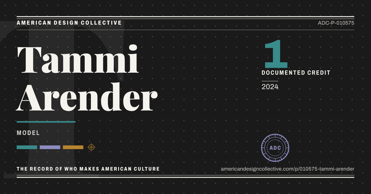 Registry card for Tammi Arender: the ADC seal, Tammi Arender, and how much is on record.