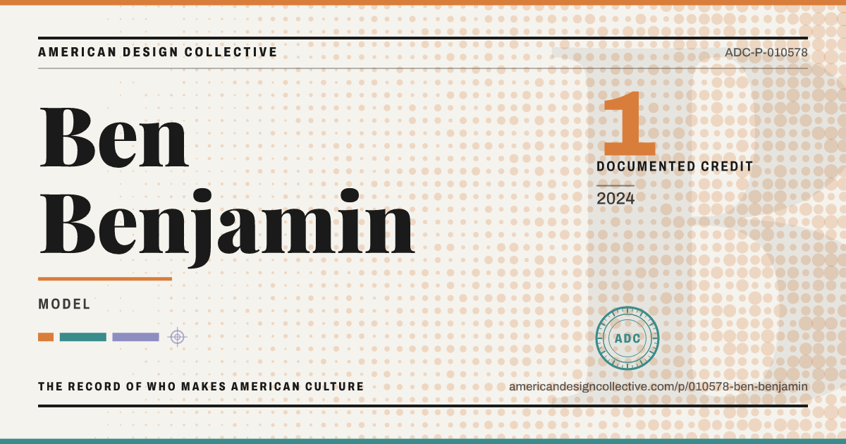 Registry card for Ben Benjamin: the ADC seal, Ben Benjamin, and how much is on record.