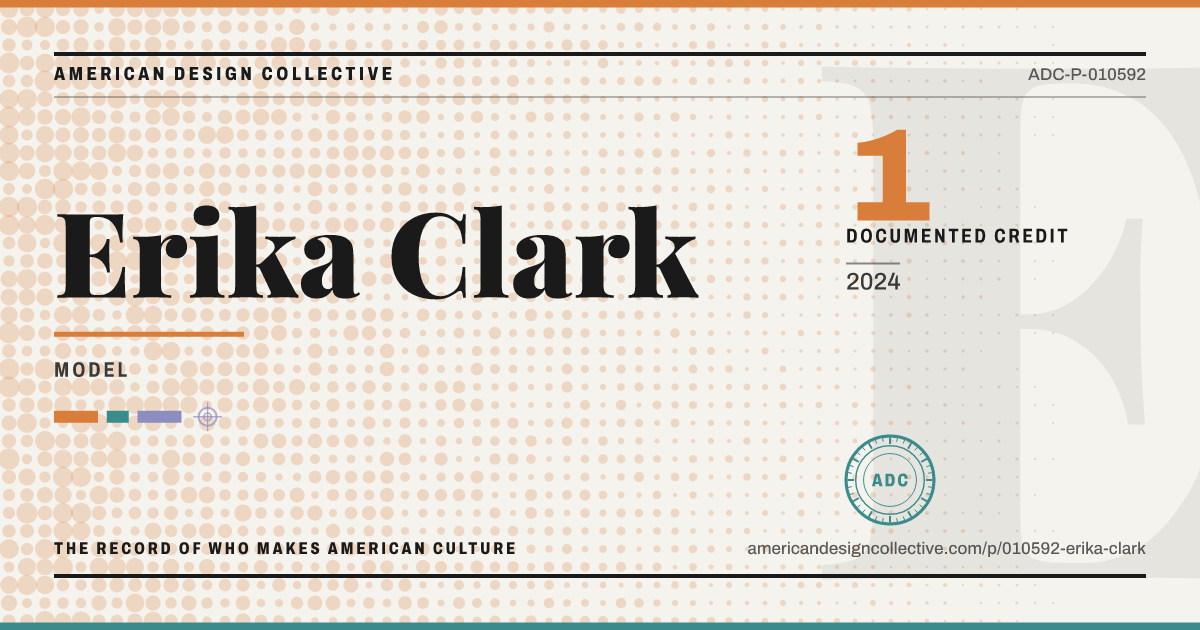 Registry card for Erika Clark: the ADC seal, Erika Clark, and how much is on record.