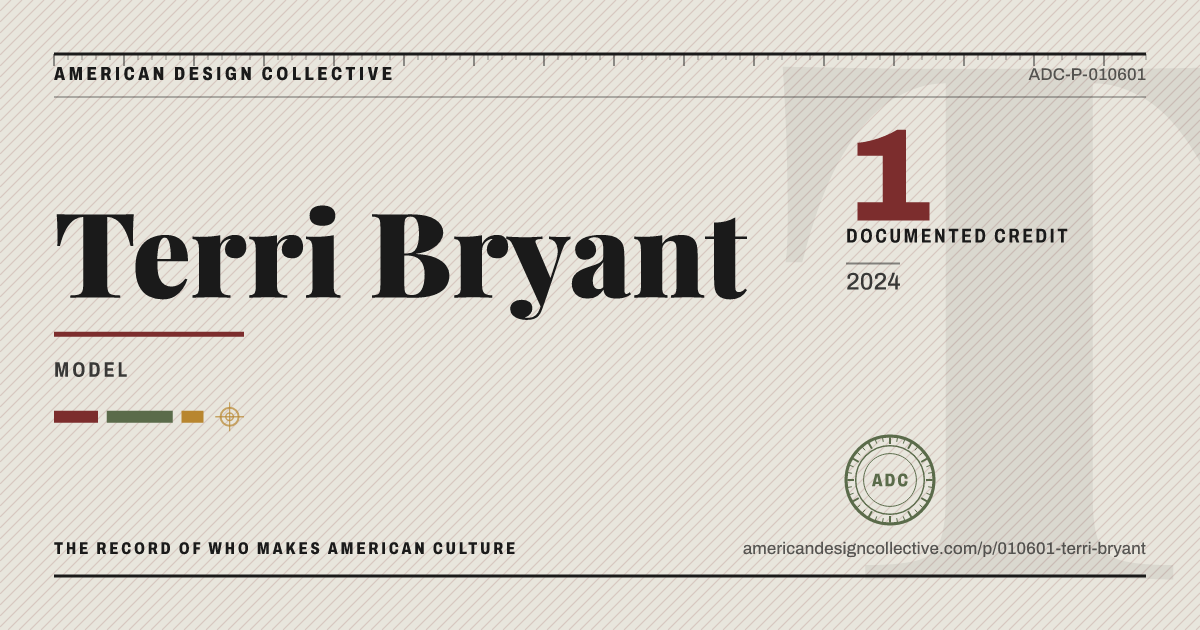 Registry card for Terri Bryant: the ADC seal, Terri Bryant, and how much is on record.
