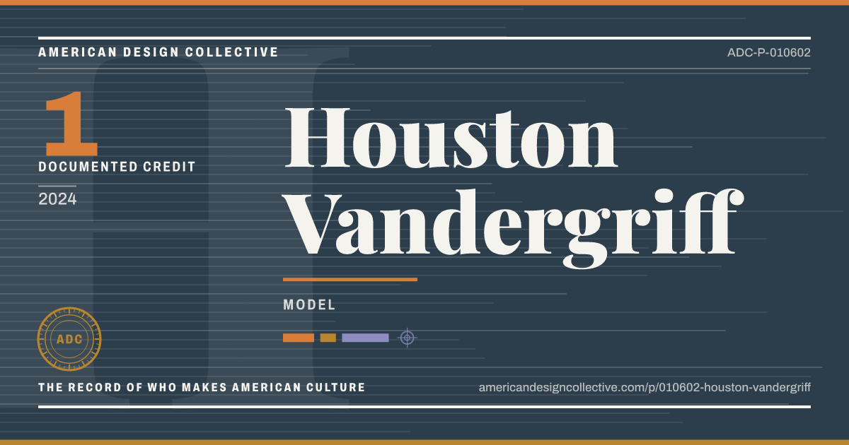 Registry card for Houston Vandergriff: the ADC seal, Houston Vandergriff, and how much is on record.