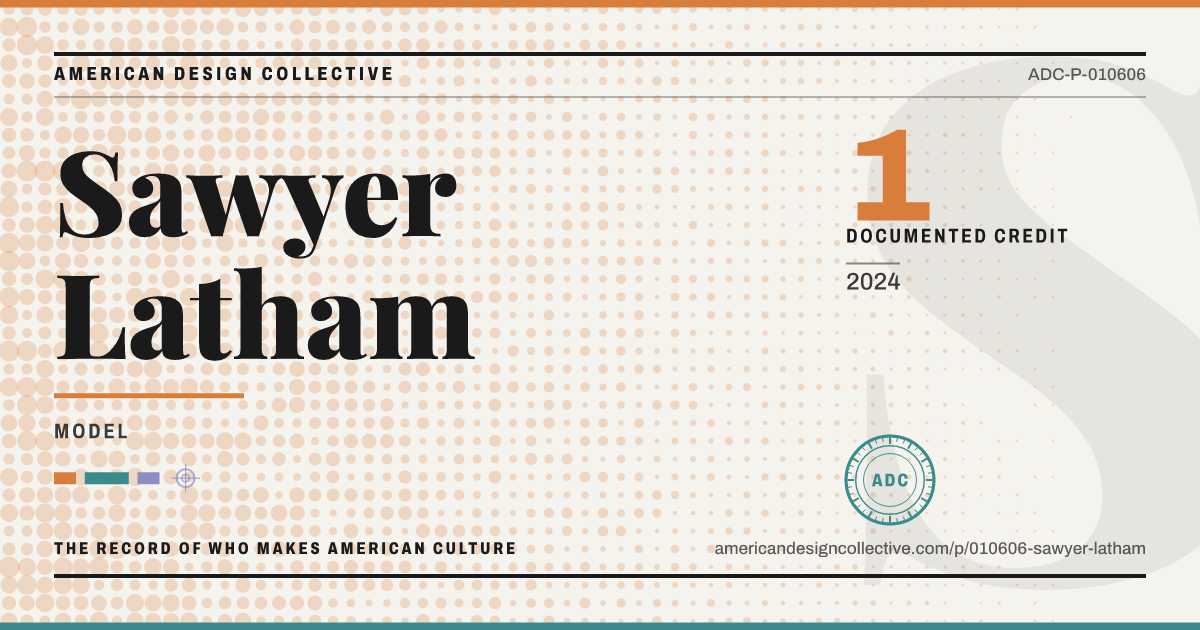 Registry card for Sawyer Latham: the ADC seal, Sawyer Latham, and how much is on record.