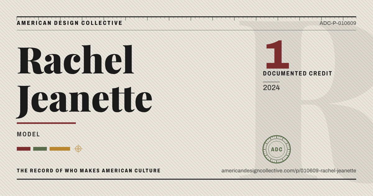 Registry card for Rachel Jeanette: the ADC seal, Rachel Jeanette, and how much is on record.