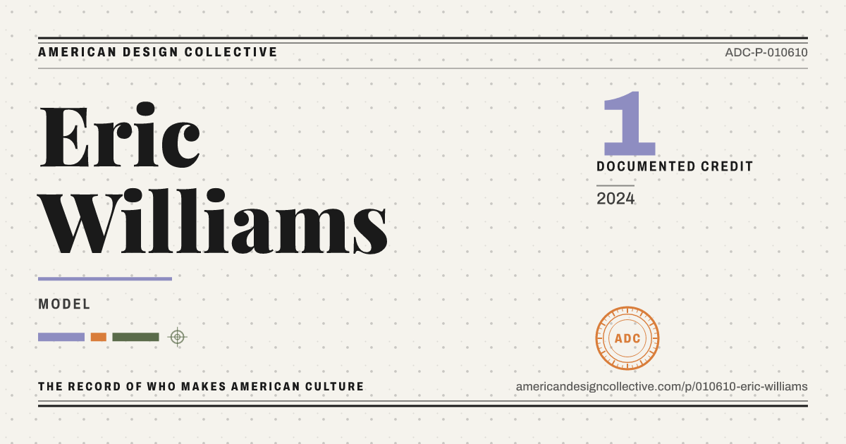 Registry card for Eric Williams: the ADC seal, Eric Williams, and how much is on record.